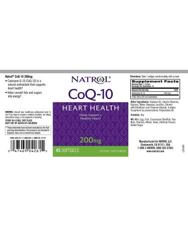 Natrol CoQ-10 200 mg Softgels - 45 Count - Heart Health & Energy Support - Buy Online on GoSupps.com