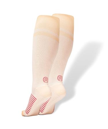 Gripjoy Compression Socks for Women, Mens Compression Socks, Pregnancy Compression Socks Small-Medium Orange/Pink (1 Pair)