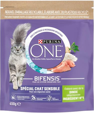 PURINA ONE Bifensis Sensitive Cat Food with Turkey for Adult Cats 450 g Bag | Pack of 10 - Buy Online on GoSupps.com