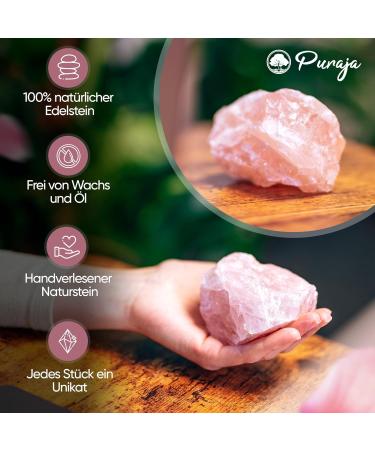 Puraja Rosenquarz Naturstein | Premium 700-900g Healing Stone for Computers Water Luck & Decoration - Buy Online on GoSupps.com