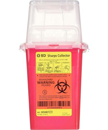 BD 1.5 qt Nestable Sharps Container with Pre-Assembled One-Way Funnel | Latex-Free - Buy Online on GoSupps.com
