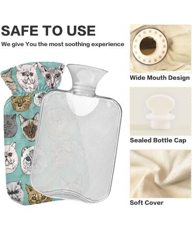 Hot Water Bottles with Cute Cat Cover | 2L Pain Relief & Sports Injury Aid - Buy Online on GoSupps.com