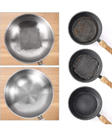 Premium 8x6 Square Cast Iron Cleaner - Stainless Steel Scrubber for Cast Iron Pans - Buy Online on GoSupps.com
