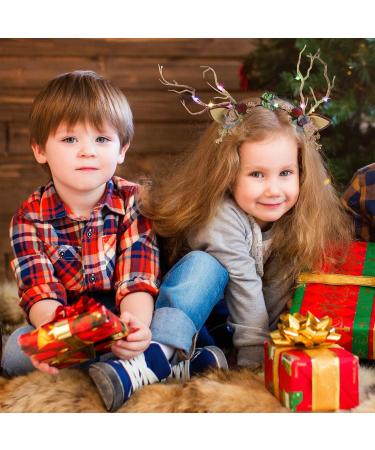 EXCEART Christmas Flower Crown Reindeer Antlers Headband Light Up Led Floral Wreath Headdresses Forest Fairy Costume Photography Hair Hoop for Festive Women Girl - Buy Online on GoSupps.com