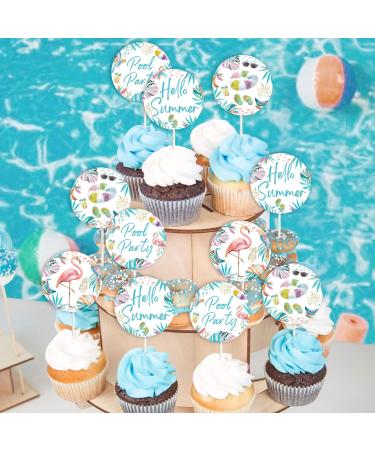 Cheereveal 24 Pieces Pool Party Cupcake Toppers Blue Summer Beach Flamingo Swimming Rings Cupcake Picks Hello Summer Tropical Hawaiian Theme Baby Shower Gender Reveal Birthday Decorations Supplies - Buy Online on GoSupps.com