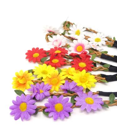 Honbay 5PCS Daisy Flower Bohemian Crown Headband Set with Elastic Ribbon - Buy Online on GoSupps.com
