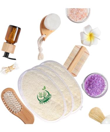 Jaunty Natural Loofah (3PC Pack) - Eco-Friendly Exfoliating Body Scrubber for Women, Babies, and Men - Buy Online on GoSupps.com