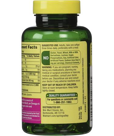 Spring Valley Evening Primrose Oil 1000mg Softgels - 75 Count - Buy Online on GoSupps.com