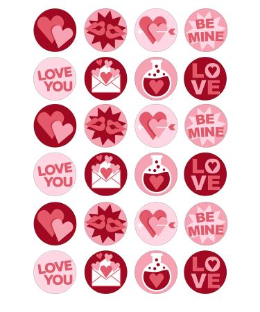 24 Valentine's day edible PRE CUT style kids childrens party decorations Wafer Paper Cupcake Fairy Cake Toppers