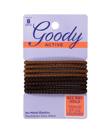 Goody Elastics Colour Collection Sparkly Metallic Hair Elastic Stay Put Hold Brunette 3-Pack (24 Total Hair Elastic Ties)