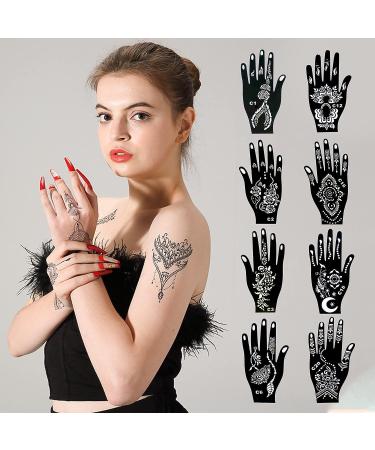 24 Sheets Henna Tattoo Stencil Kit - 270+ Reusable Indian Glitter Stencils for Face & Body Paint - Buy Online on GoSupps.com