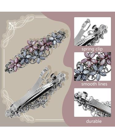 Teaaha 2 PCS Diamante Hair Clips for Women Elegant Rhinestones Hair Barrettes Thick Hair Sparkly Glitter Fashion Flowers Hairpin French Style Vintage Hair Accessoires for Women and Girls - Buy Online on GoSupps.com