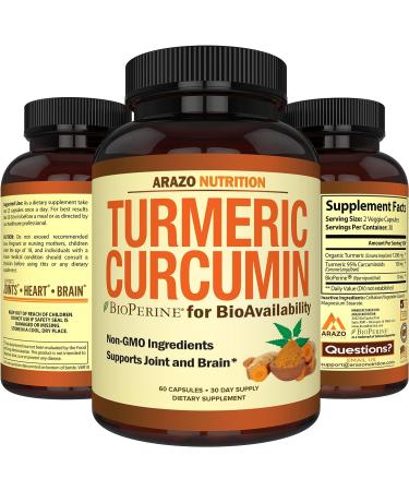 Arazo Nutrition Turmeric Curcumin 1300mg with BioPerine & Black Pepper - Joint Support Herbal Supplement - Buy Online on GoSupps.com