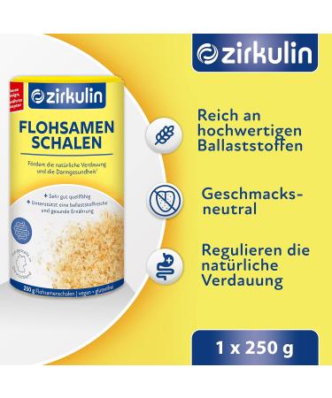  Zirkulin Zirkulin Psyllium husks in 1 pack (1 x 250 g) rich in premium fiber taste-neutral food supplement to support natural digestion - Buy Online on GoSupps.com