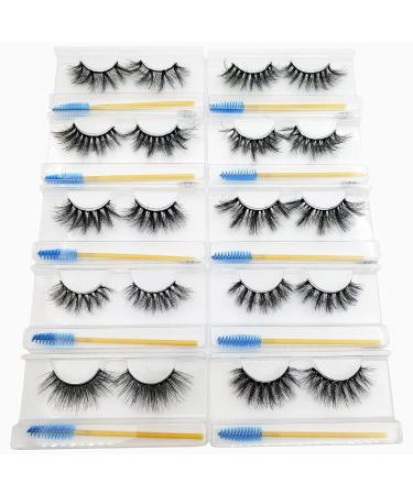 10 Pack Wholesale Faux Mink False Eyelashes - 10 Styles, 15-22mm, Fluffy Wispy Natural Volume, Handmade Reusable Soft Lashes - Individual Package, Bulk 10pair - Buy Online on GoSupps.com