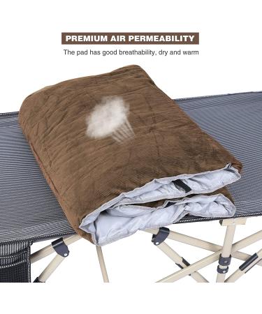 CAMPMOON XL Camping Cot Pads Mattress for Adults - Thicker Cotton Sleeping Pad, Waterproof Bottom - 75x28 inches, Navy Blue/Gray Brown - Buy Online on GoSupps.com