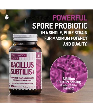 Bacillus Subtilis Spore Based Probiotic High Potency Strain with Prebiotic for Balanced Belly | Daily Gut Health & Microbiome Support for Family | 6 Billion CFU Per Day | 180 Vegetarian Capsules 90 Count (Pack of 2) - Buy Online on GoSupps.com
