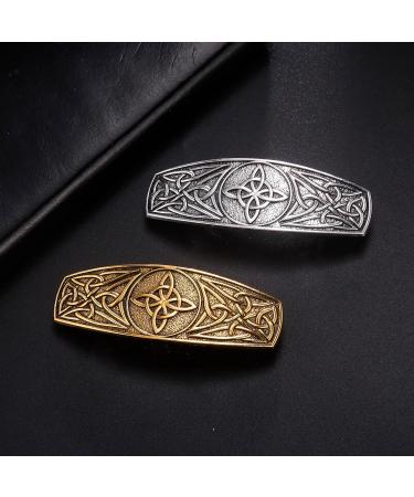 Metal Celtic Knot Barrette 4-Pointed Witches Knot Hair Clip - Silver - Buy Online on GoSupps.com