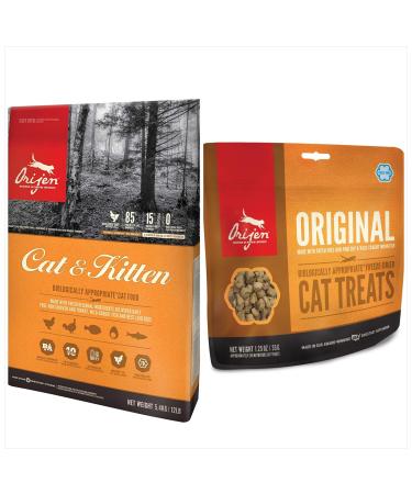 Orijen Cat Food and Treat Bundle. Featuring (1) Cat & Kitten Food 12 lb. Bag. & (1) Original Cat Treat 1.25 oz.