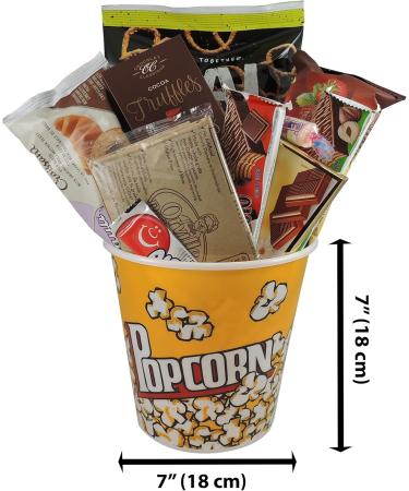 Gift Basket Movie Night: Popcorn Bowl 7" x 7": Truffles Pretzels Chocolates and more - Buy Online on GoSupps.com