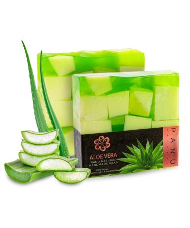 Panu soap aloe vera - vegan shower soap for all skin types - natural soap as a solid shower gel and solid shampoo - Premium soap bar - Natural shower shower as a fixed shower gel aloe vera 110 g (1 Pack)