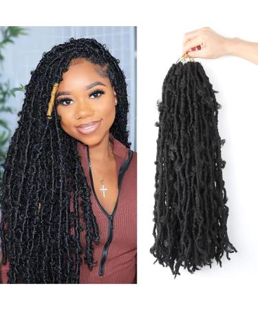 5 Packs 18 Inch Butterfly Crochet Hair for Black Women Faux Locs Pre looped Pre-twisted Braids (18 inch 5 pack, 1b) 18 Inch 5 pack 1b