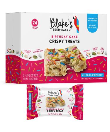 Blakes Seed Based Crispy Treats  Birthday Cake (24 Count), Nut Free, Gluten Free, Dairy Free & Vegan, Healthy Snacks for Kids or Adults, School Safe, Low Calorie Organic Soy Free Snack Birthday Cake 24 Count (Pack of 1)