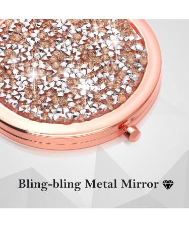 Yulejo Diamond Magnifying Compact Cosmetic Mirror - 2X Magnification, 2.75 Inch Round Pocket Size, Rose Gold - Set of 4 - Buy Online on GoSupps.com