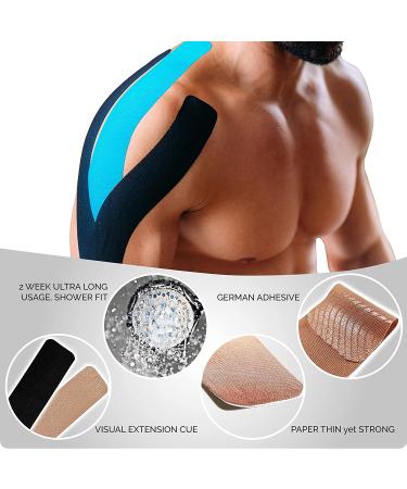 AJUVIA Kinesiology Tape - Latex-Free, Waterproof Sports Tape - 2 Rolls, Lasts up to 14 Days - Black, 2 x 10 - Buy Online on GoSupps.com