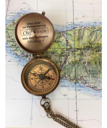 Personalized Brass Compass - Engraved Vintage Optics | Unique Gift with Leather Bag & Wooden Box - Buy Online on GoSupps.com