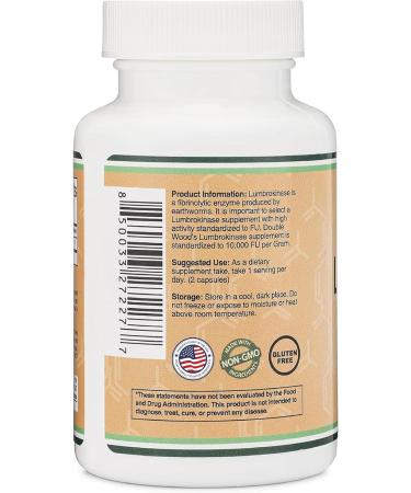 Lumbrokinase Enzymes Supplement - 120 Capsules (Max Activity 10,000 FU/Gram) 150mg per Serving (No Fillers Non-GMO Gluten Free) for Cardiovascular and Blood Circulation Support by Double Wood - Buy Online on GoSupps.com
