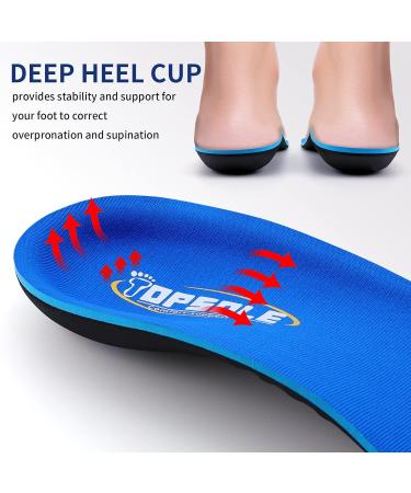 TOPSOLE Orthotic Insoles for Plantar Fasciitis, Arch Support, Flat Feet - UK-11-29.5cm Blue 228 - Buy Online on GoSupps.com