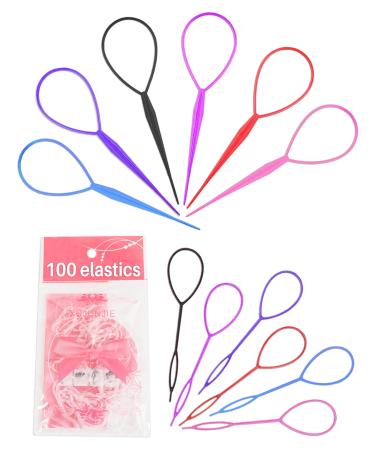 Topsy Tail Hair Tool  12 Pcs Hair Accessories for Woman with 100 Pcs Hair Elastics  Colorful Hair Accessories for Girls by MoHern