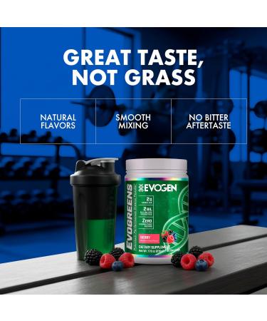 Evogen Evogreens - Super Greens Powder | Promotes Recovery Wellness & Immune Health | Greens Superfood Powder with Spirulina Probiotics Pomanox Pomegranate Extract | Berry | 30 Servings - Buy Online on GoSupps.com
