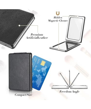 Compact Pocket Mirror Travel Makeup 2x Magnification Handheld Small Mirror with PU Leather - Black - 30 Pieces - Buy Online on GoSupps.com