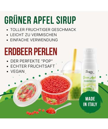 Inspire Food Pearls Set - 450g Strawberry Popping Boba 300ml Green Apple Syrup 6 Straws | 100% Vegan & Gluten-Free - Buy Online on GoSupps.com