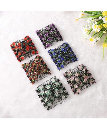 Metagio 6 Pcs Crystal Beads Hair Combs - Elegant Double Clip Hair Slides for Women - DIY Hair Styling Tool - Buy Online on GoSupps.com