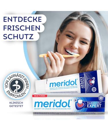 Buy Meridol Parodont Expert Toothpaste (6 x 75 ml) & Celexqua Toothbrush Cap - International Shipping Available - Buy Online on GoSupps.com