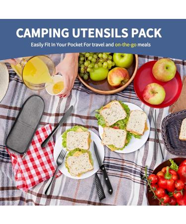 Logcow Portable Travel Utensils Set - Stainless Steel Cutlery with Case for Camping, School, Picnics - Reusable Flatware Set for Lunch Boxes - Black - Buy Online on GoSupps.com