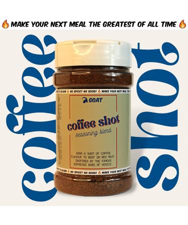 Coffee Shot Seasoning Blend & Rub - perfect for beef steak or red meat. Extra-large 225g Shaker. A stunning shot of coffee flavour. An epic seasoning blend. - Buy Online on GoSupps.com