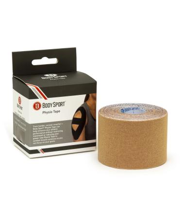 Body Sport Physio Tape  Kinesiology Tape to Support Muscles and Joints Natural 2 in x 5.5 yds