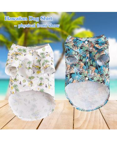 Yanmucy Hawaii Shirt for Small Dogs - 2-Piece Cool & Breathable Summer Pet Apparel with Coconut Tree & Palm Leaves - Perfect for Small Pets - Buy Online on GoSupps.com