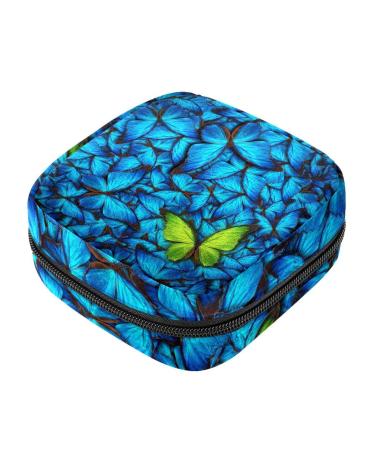 Menstrual Bag with Zipper Sanitary Pads Tampons Collection Bag for Women and Girls (Butterflies)
