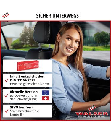 Walser 2024 Car Bandage Pocket - STVO Compliant 3-in-1 First Aid Set with Breakdown Triangle & Warning Vest | DIN 13164 Approved - Buy Online on GoSupps.com