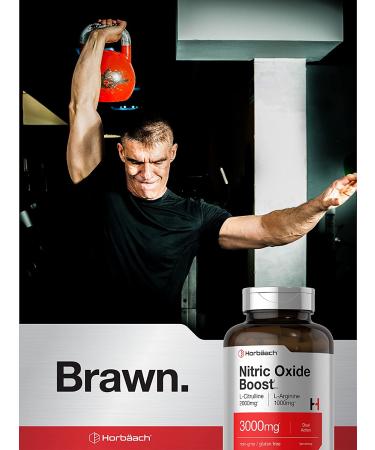 Nitric Oxide Booster 3000mg | 120 Capsules | L Arginine & L Citrulline Blend | Pre Workout Supplement for Men and Women | Non-GMO, Gluten Free | Horbaach - Buy Online on GoSupps.com