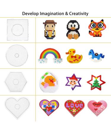 Dedoot Perler Bead Pegboards Set - 18 Pieces 5mm Clear Plastic Design Boards for Kids DIY Craft - Includes 10 Boards, 6 Ironing Paper, and 2 Beads Tweezers - Buy Online on GoSupps.com