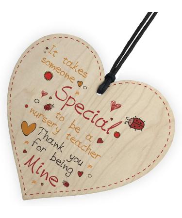 Special Nursery Teacher Leaving Gift - Wooden Heart Plaque for Preschool Thank You - Buy Online on GoSupps.com