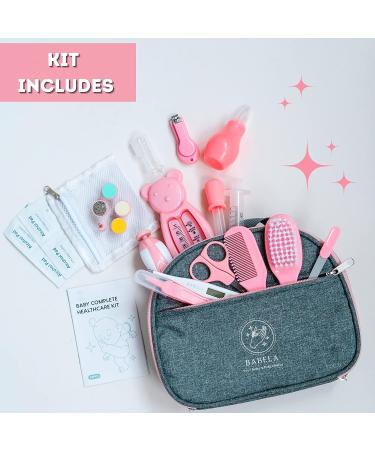 BABELA 24 in 1 Baby Healthcare & Grooming Kit with Electric Nail Trimmer Set - Nursery Baby Care Essentials in Pink/Blue - Hairbrush, Comb, Nail Clipper - Best Baby Care Set (Pink) - Buy Online on GoSupps.com