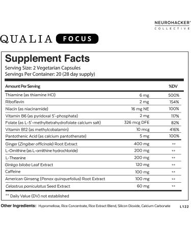 Qualia Focus Brain Booster Supplement | Enhanced Nootropic for Mental Energy, Alertness & Memory | Ginkgo Biloba, L-Theanine | 40 ct - Buy Online on GoSupps.com