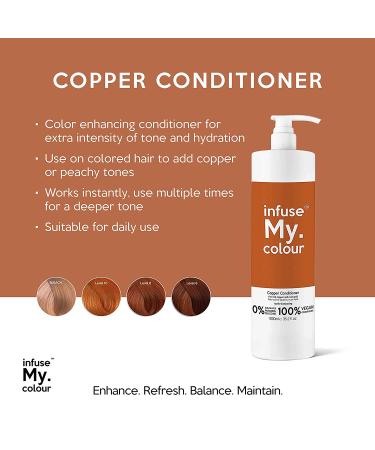 Infuse My. Colour Copper Conditioner - Brightens Auburn, Rose Gold Hair - Vegan & Cruelty-Free - 35.2 oz - Buy Online on GoSupps.com